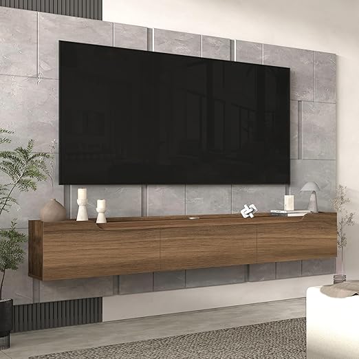 Floating TV Stand for 80 Inch TVs with Cable Management