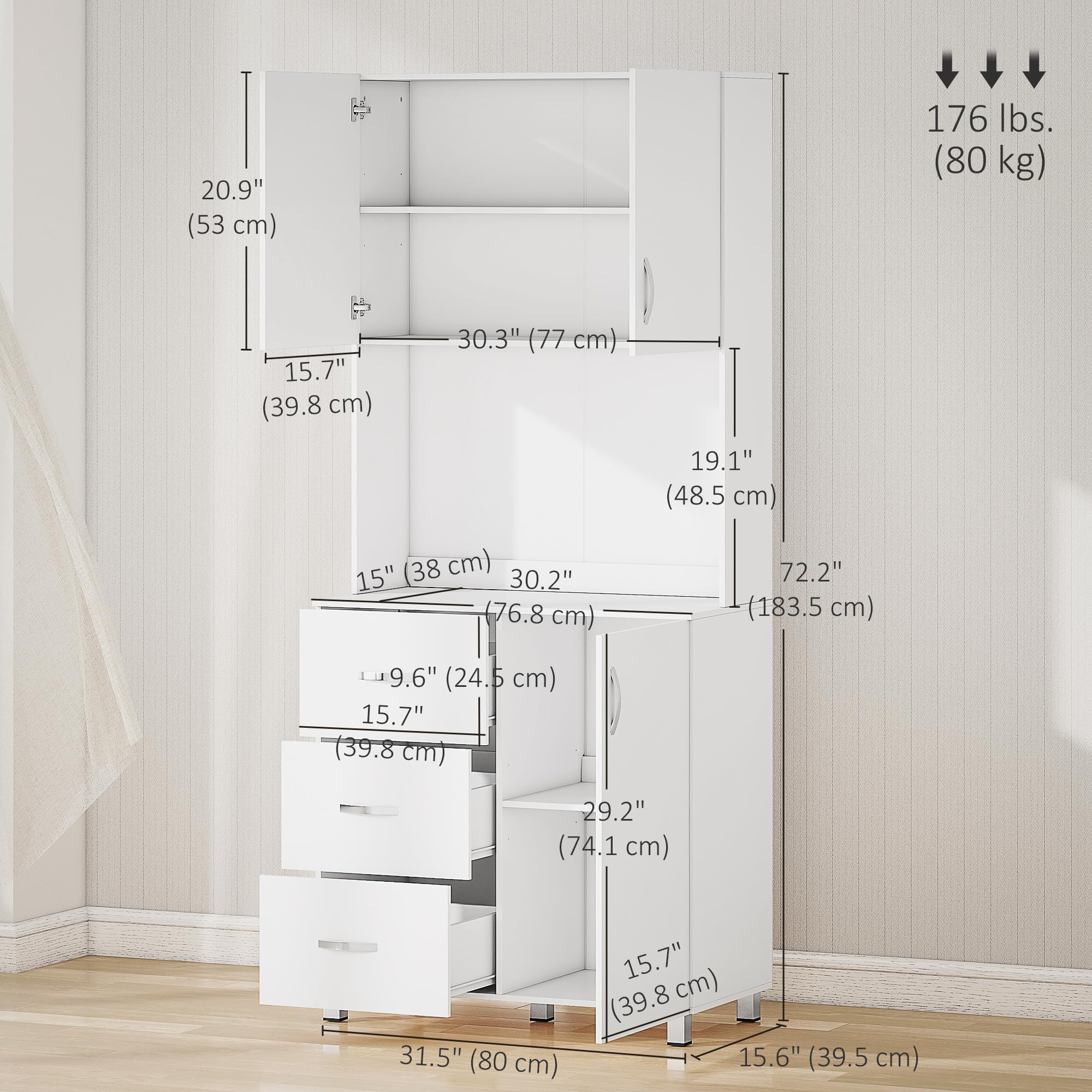 Kitchen Pantry Buffet with Hutch