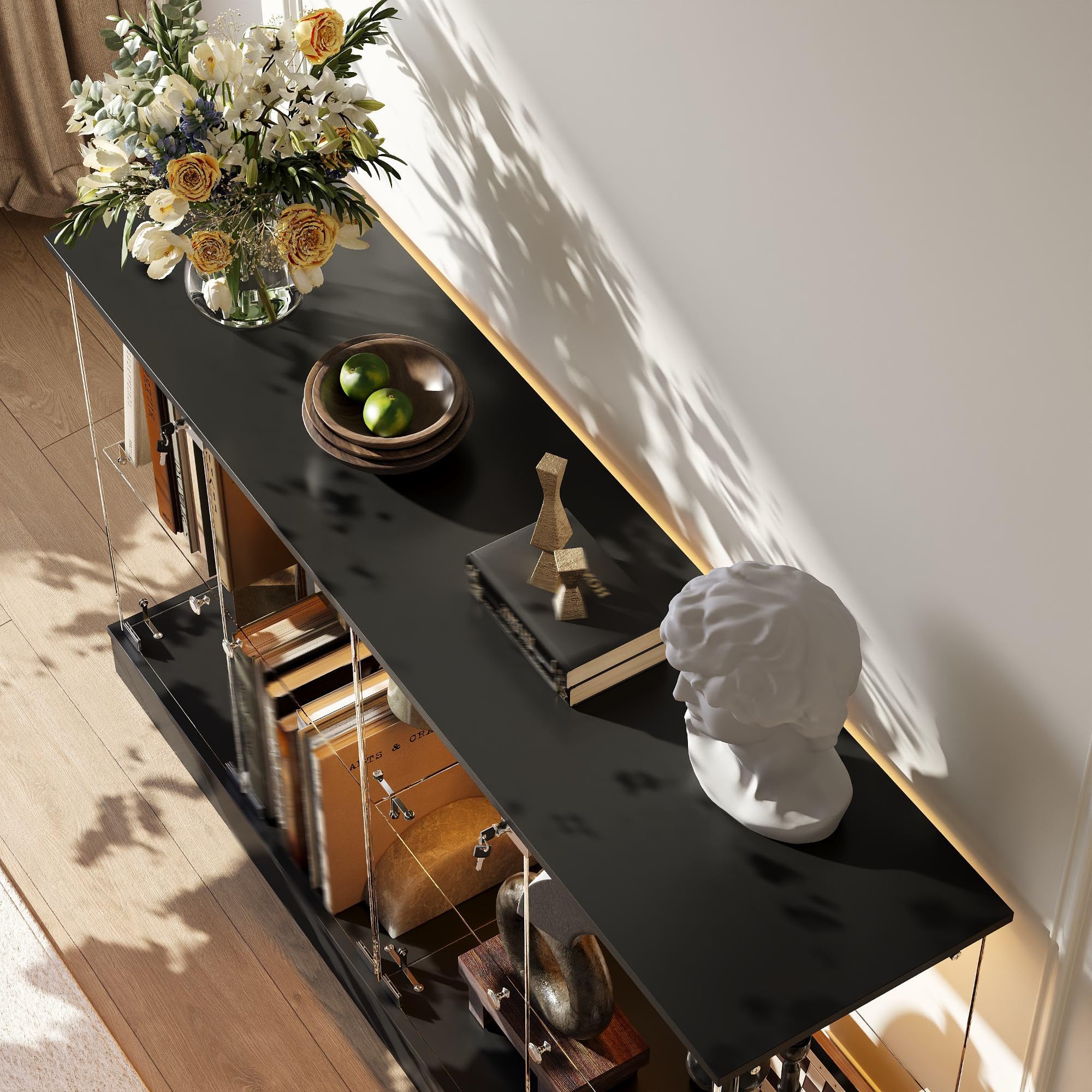 Short Glass Display Cabinet with Adjustable LED Light