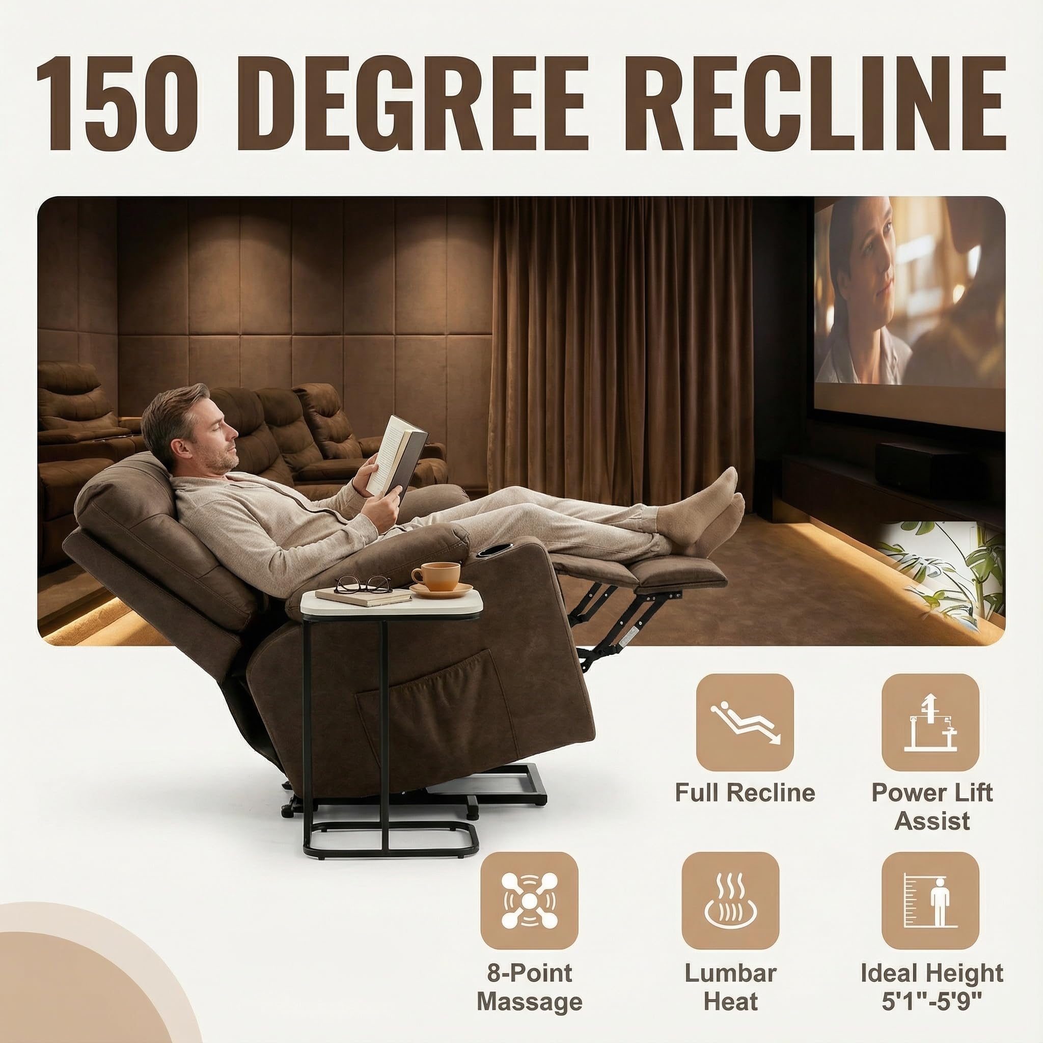 Power Lift Recliner Chair with Massage and Heat