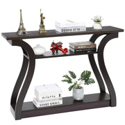 3-Tier Wood Console Table with Curved Legs - 47 Inch Cappuccino