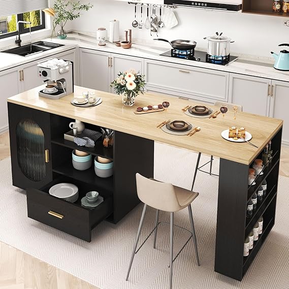 Mobile Kitchen Island Cart with Storage
