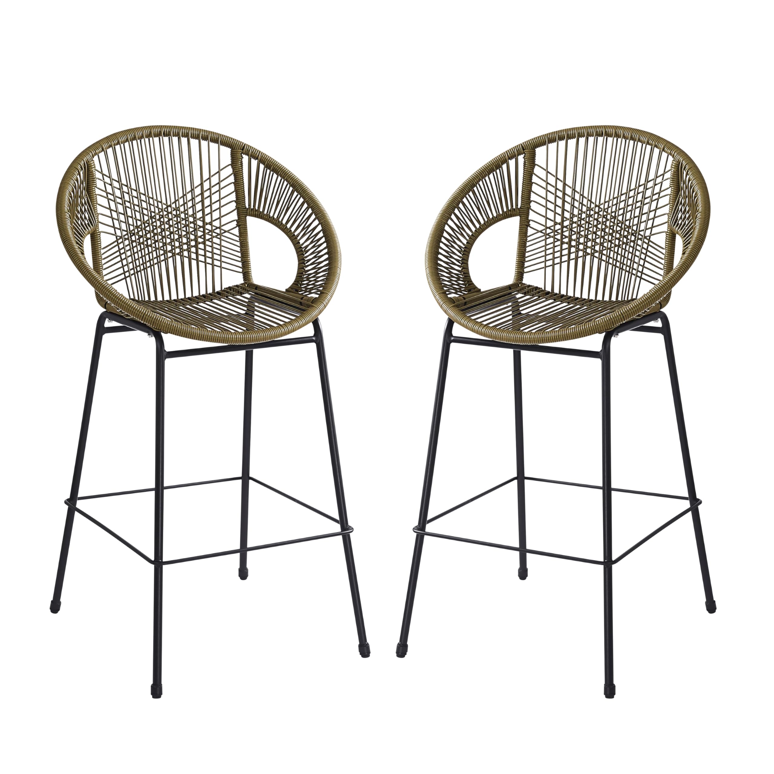 Woven Plastic Wicker Bar Stools Set of 2