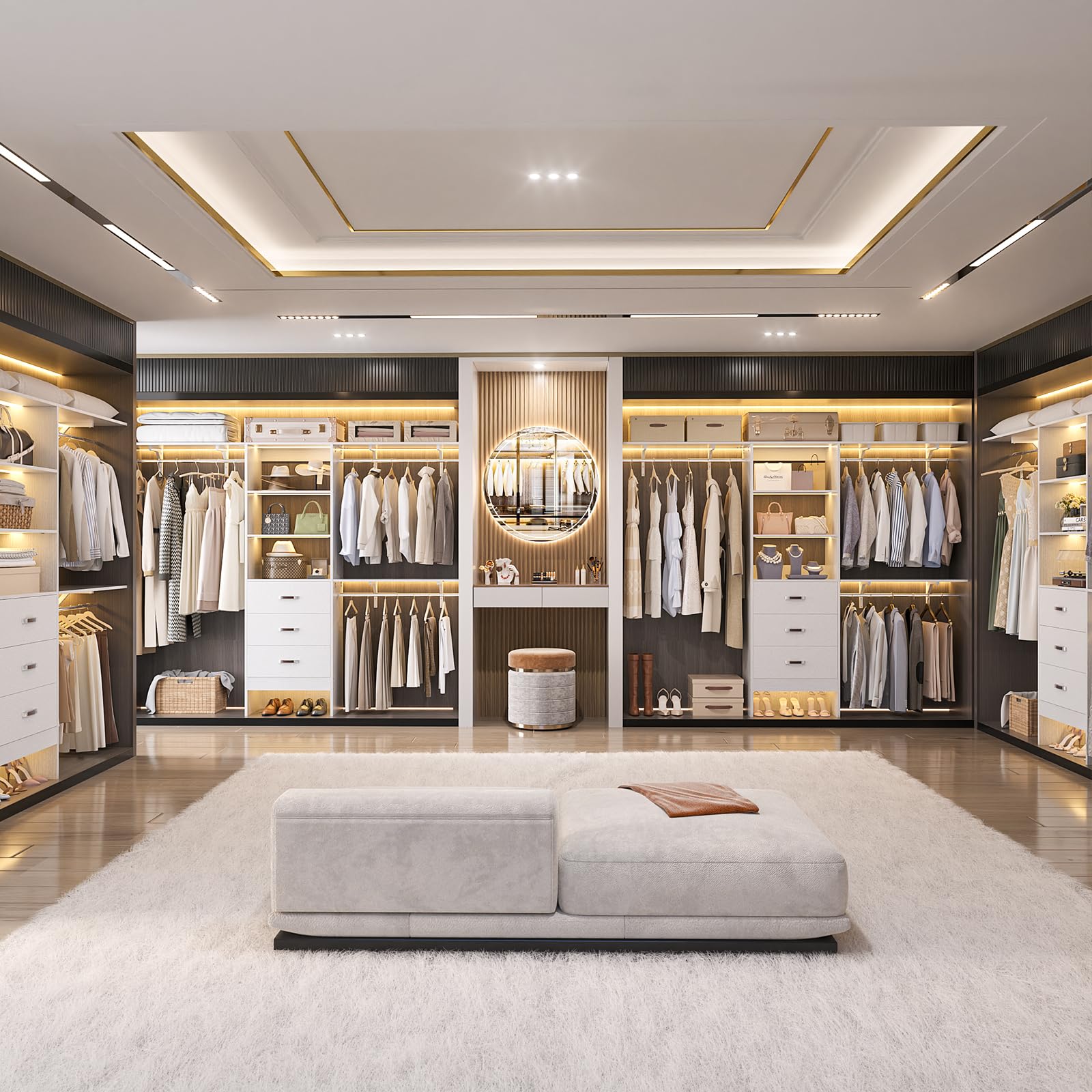 8FT Closet Organizer System with Drawer and Shelving Tower