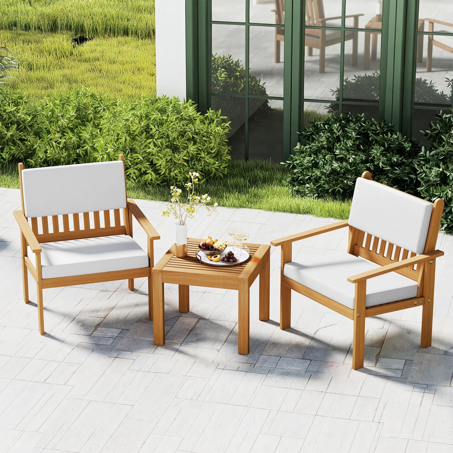 3-Piece Acacia Wood Patio Bistro Set