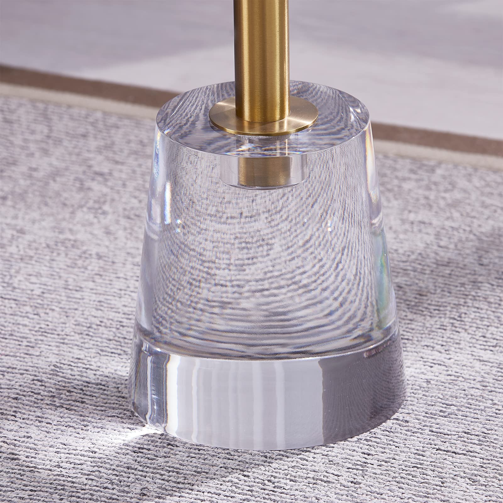 Acrylic Side Table with Gold Post - Clear Round End Table