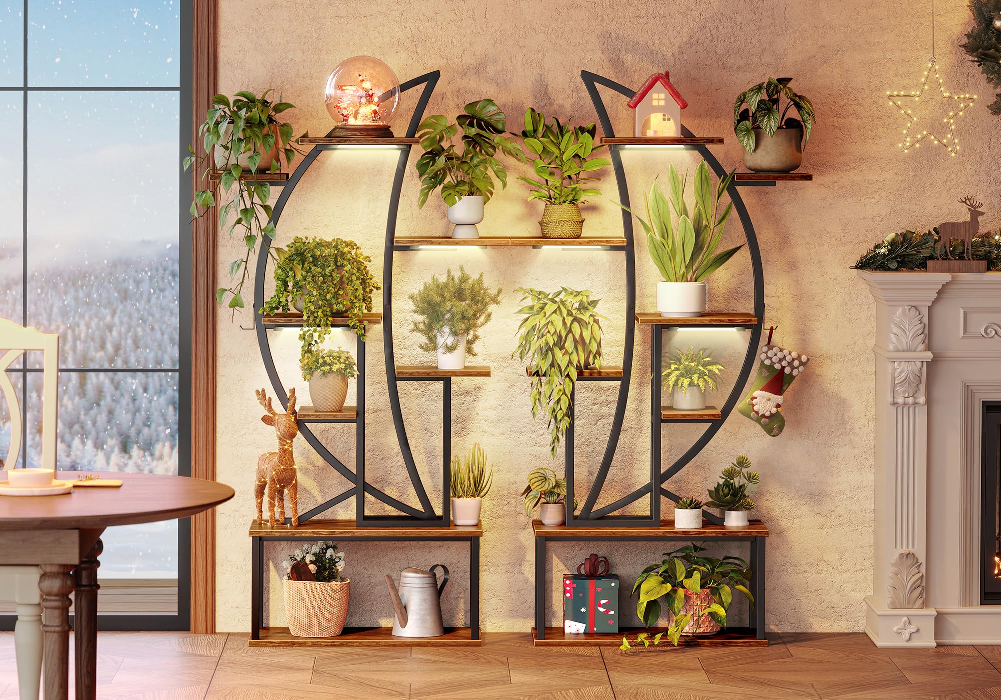 62 Inch 8-Tier Plant Stand with LED Grow Lights - Set of 2