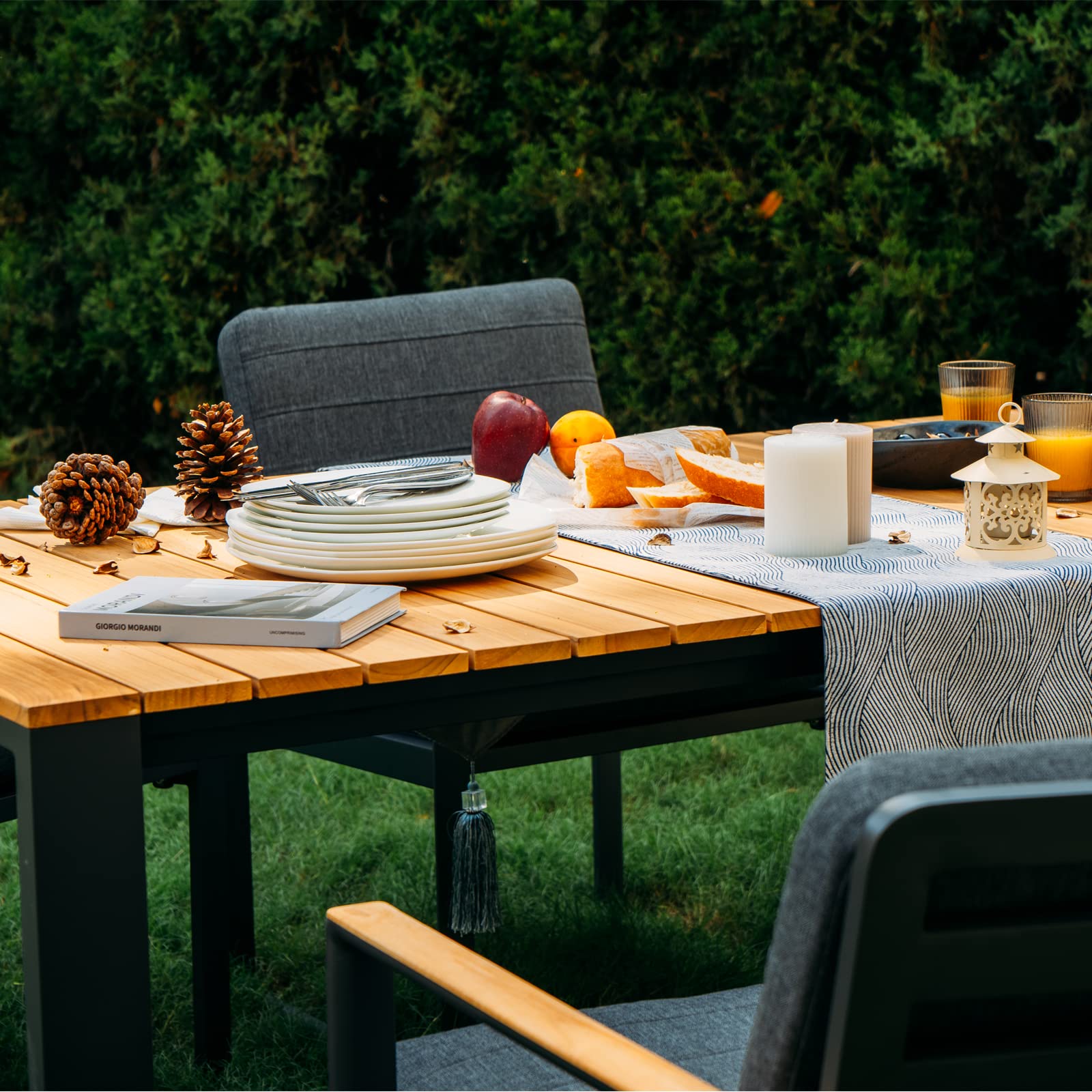 5 Piece Outdoor Dining Set with Teak Tabletop