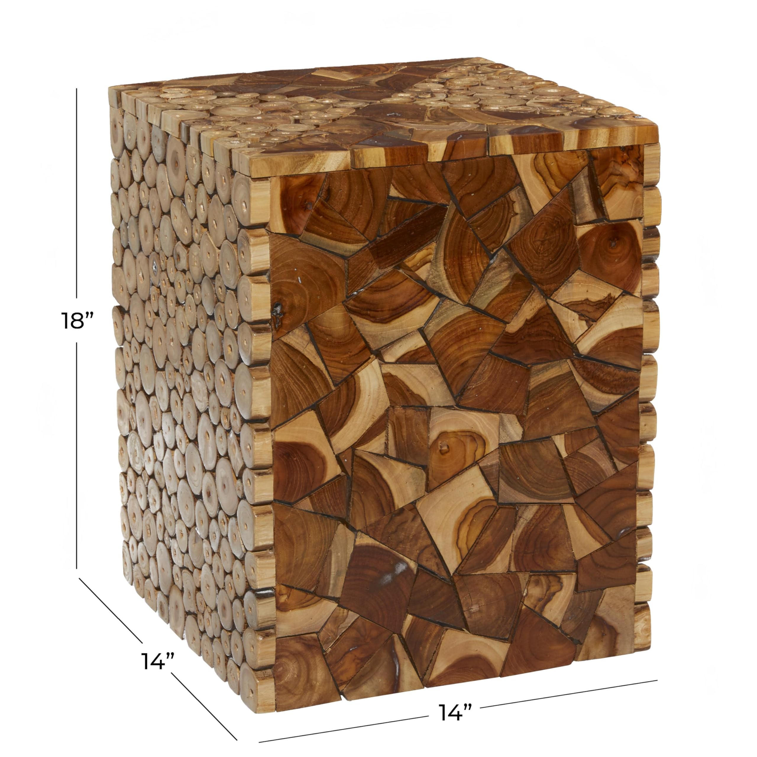 Teak Wood Mosaic Side Table