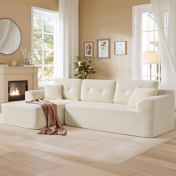 108.3 Inches Boneless Couch with Chaise Modular Sectional Sofa