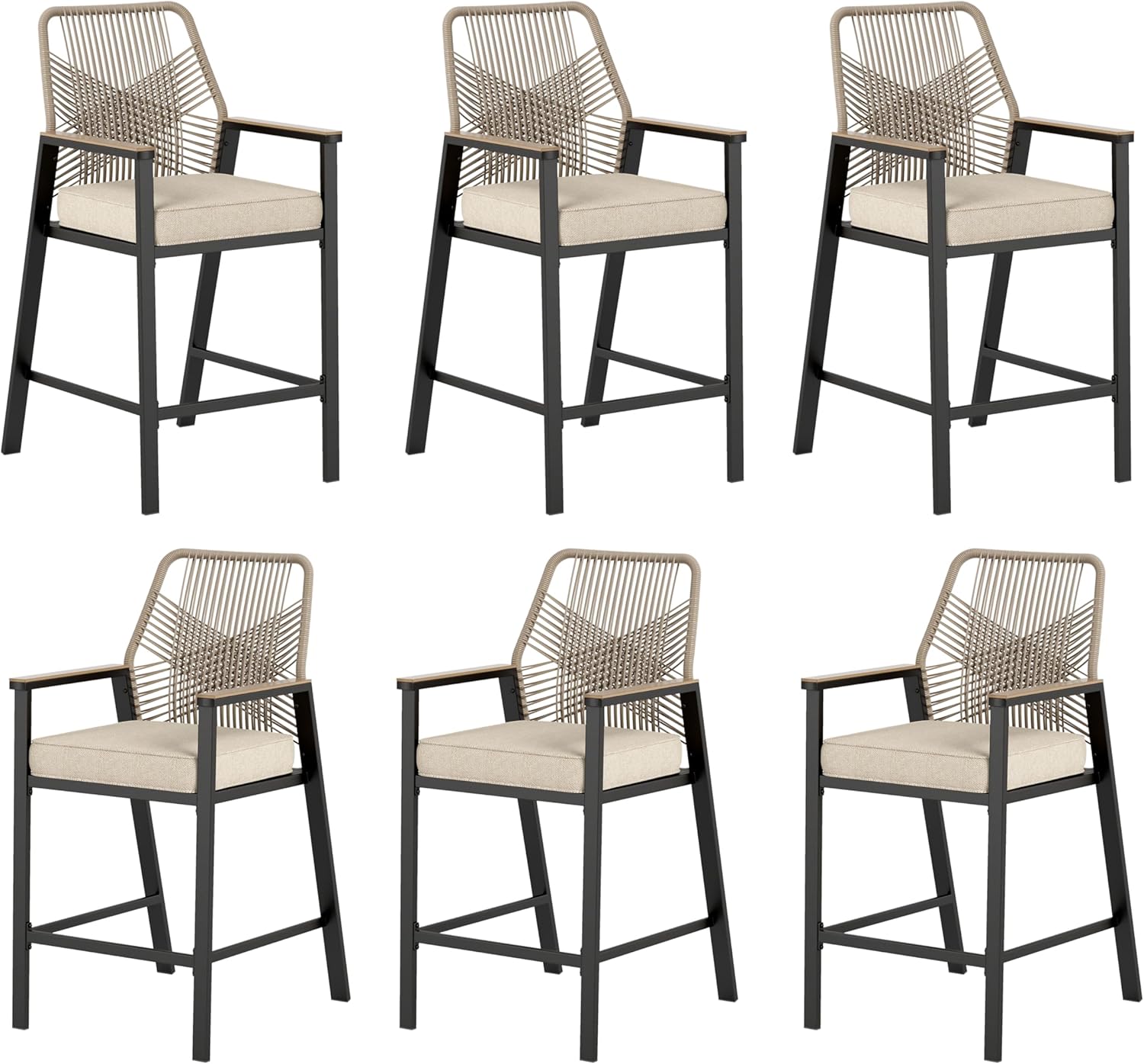 Swivel Bar Stools Set of 4 with Cushions