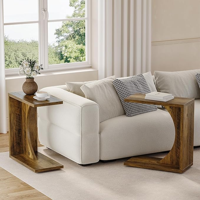 C-Shaped End Table for Sofa and Bedroom