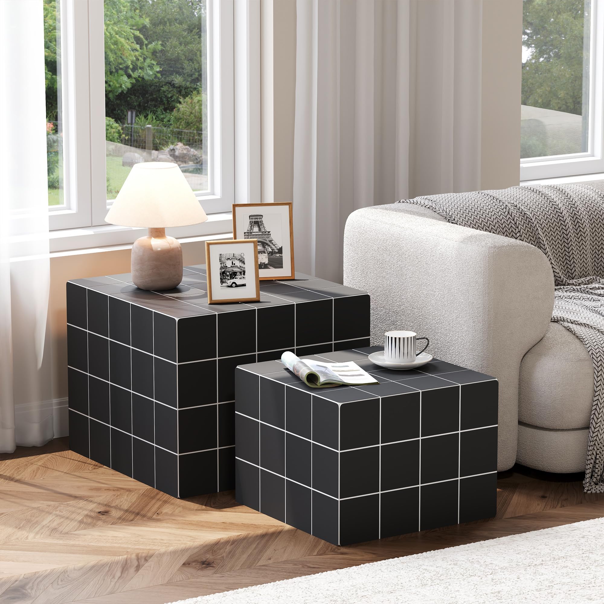 Square Nesting Coffee Table Set of 2