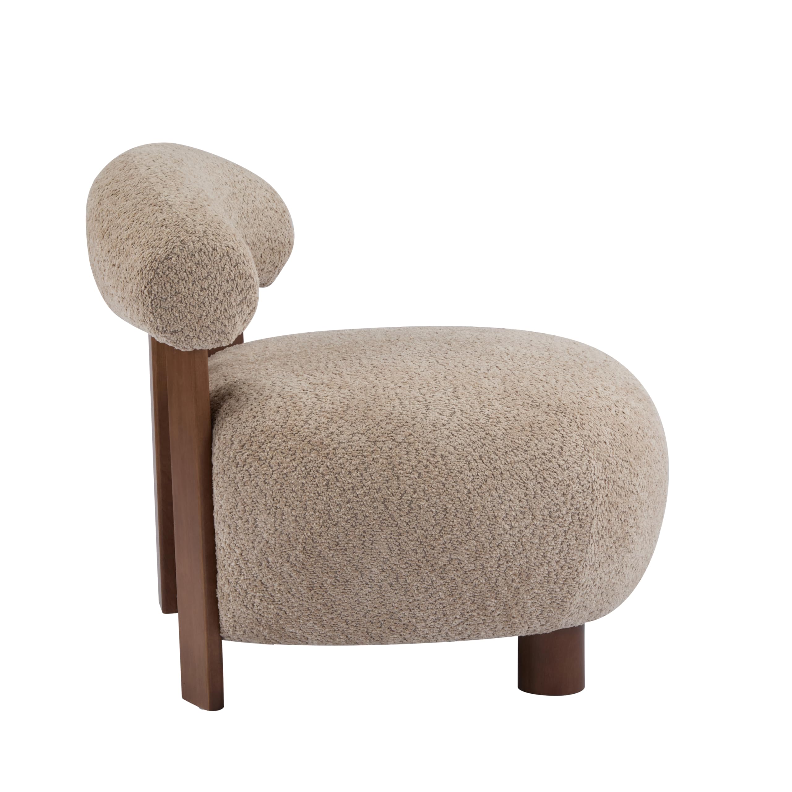 Boucle Fabric Accent Chair with Solid Wood Frame