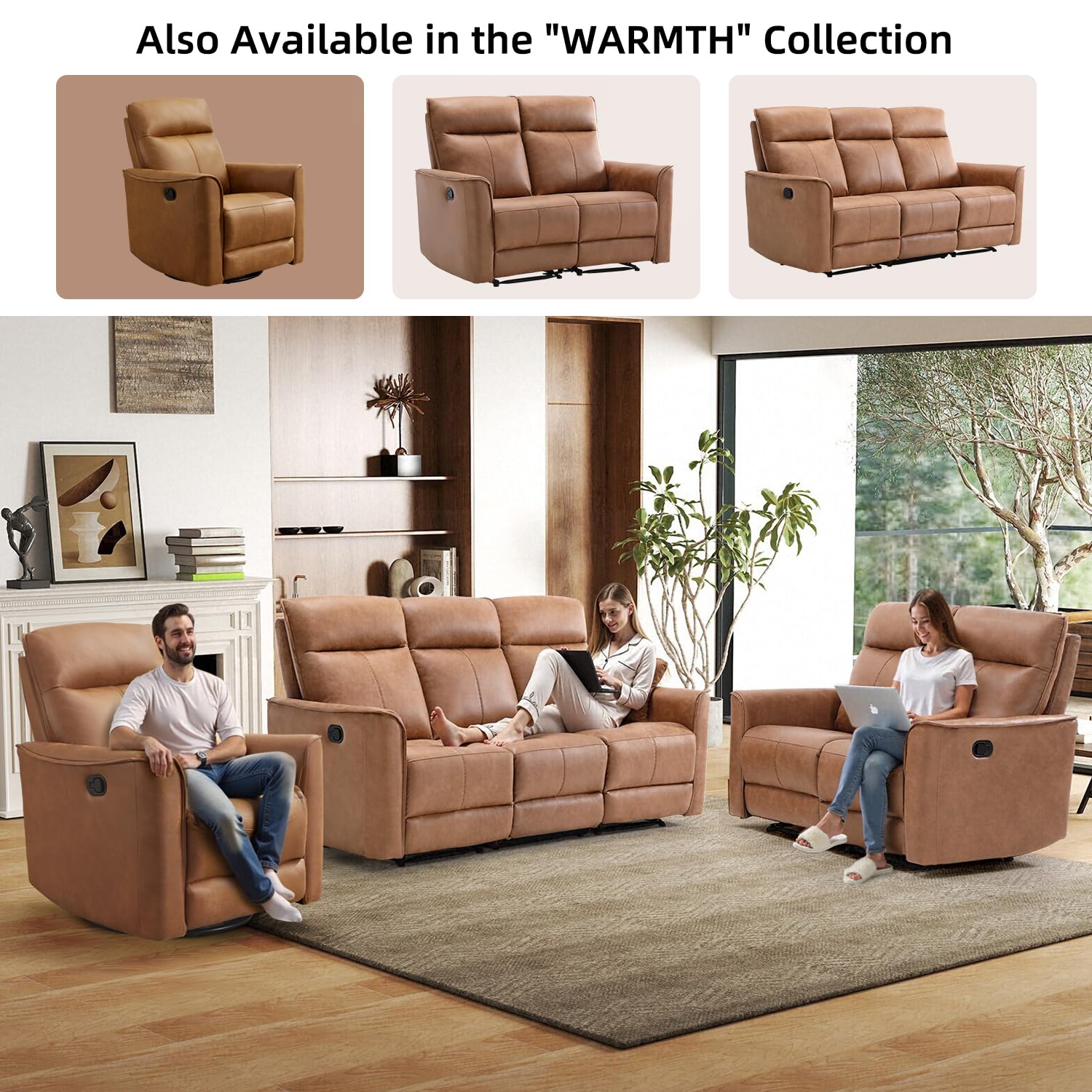 Swivel Rocker Recliner Glider Chair with Soft Backrest