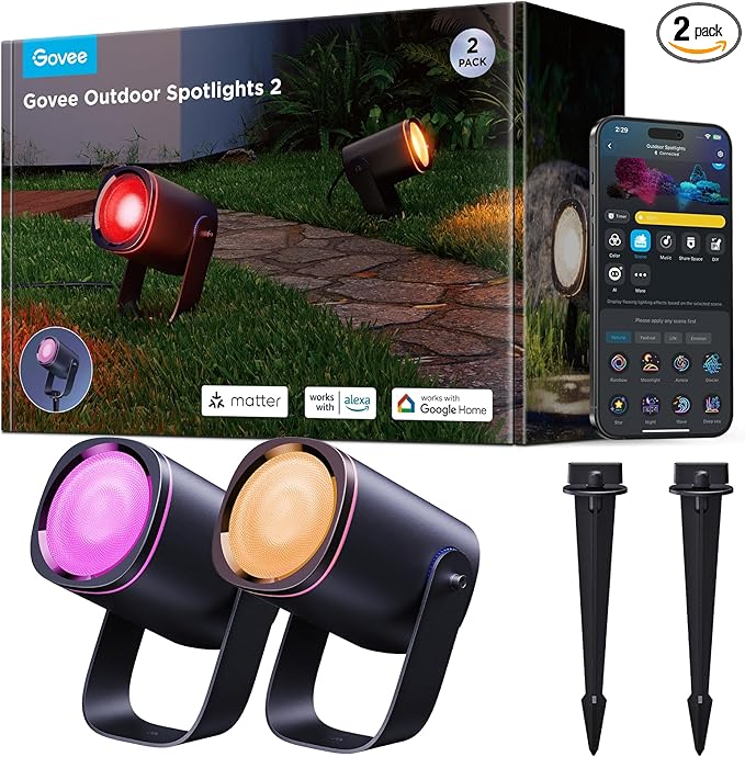 Smart RGBWIC Outdoor Spotlights 4-Pack