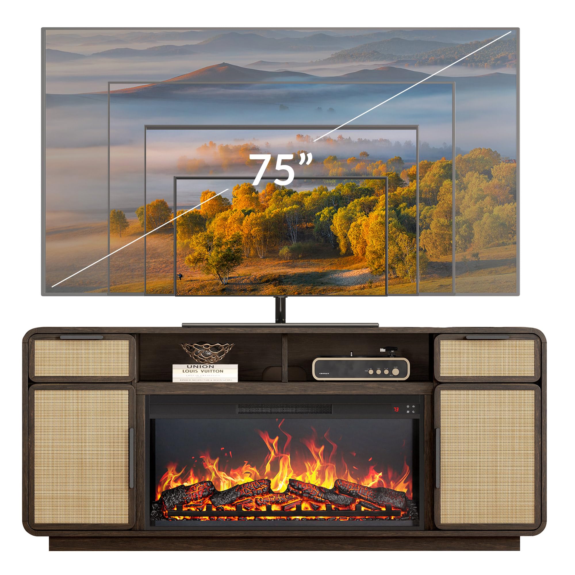 68" Fireplace TV Stand with Electric Heater