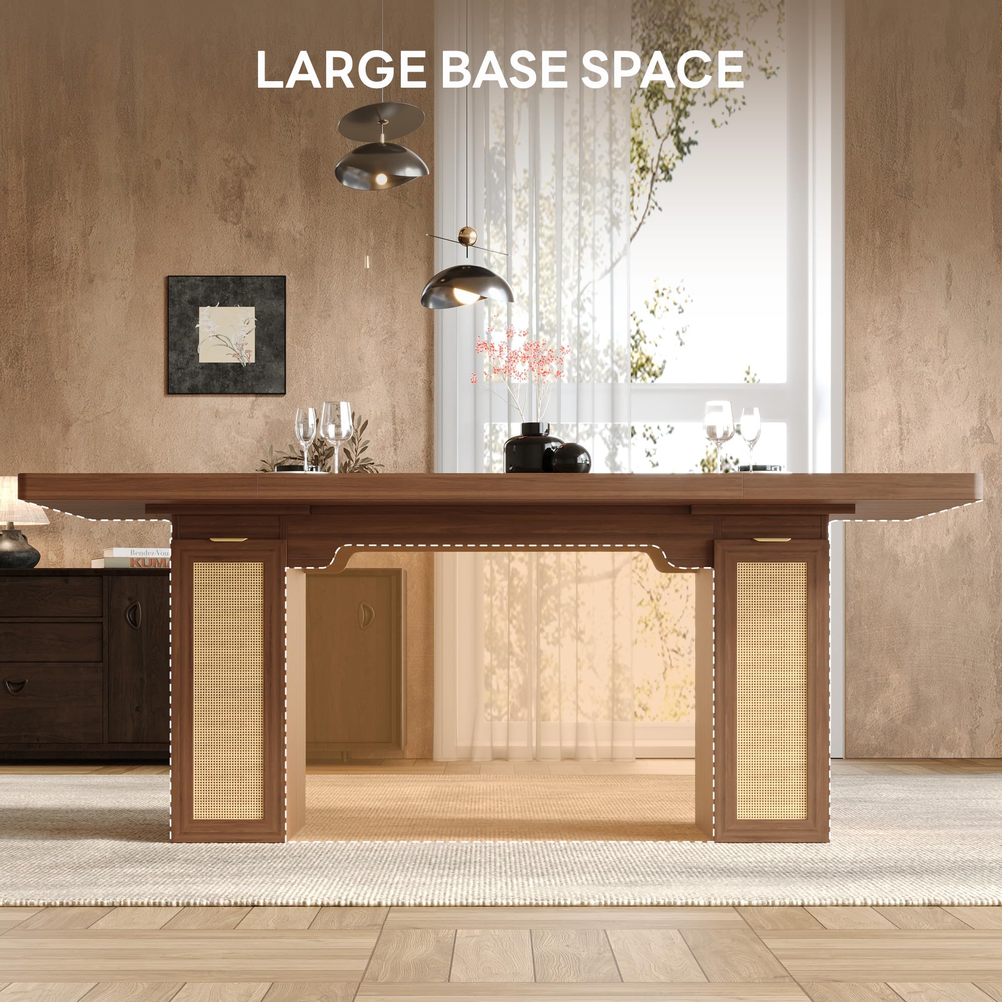 78.7" Farmhouse Dining Table with Hidden Storage Drawers