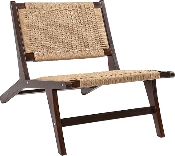 Parker Mid-Century Woven Seagrass Armless Lounge Chair