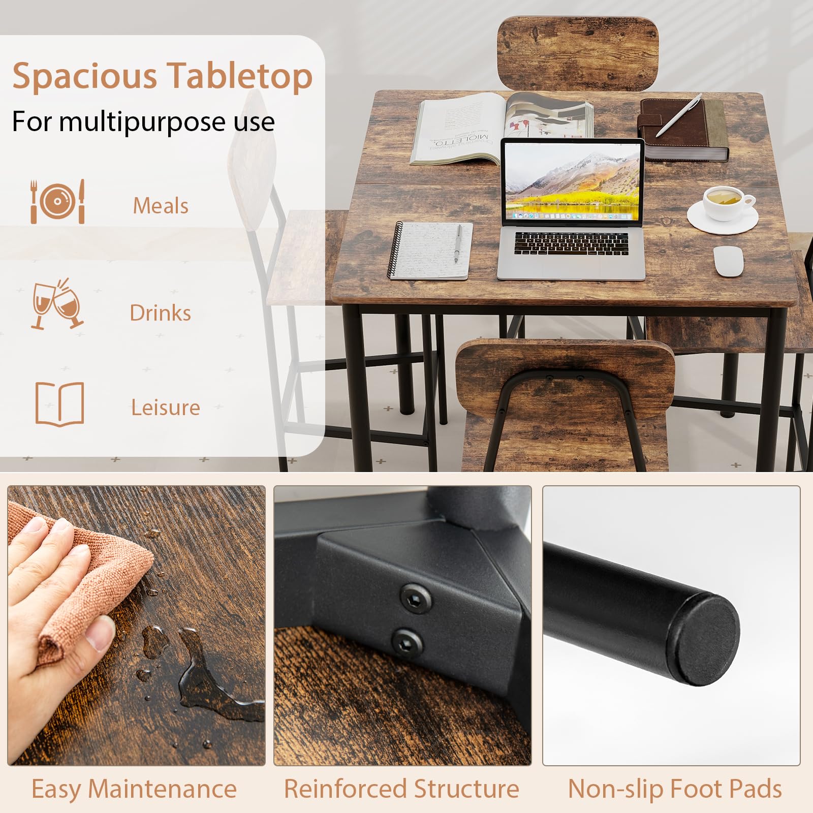 5-Piece Counter Height Dining Set with Stools