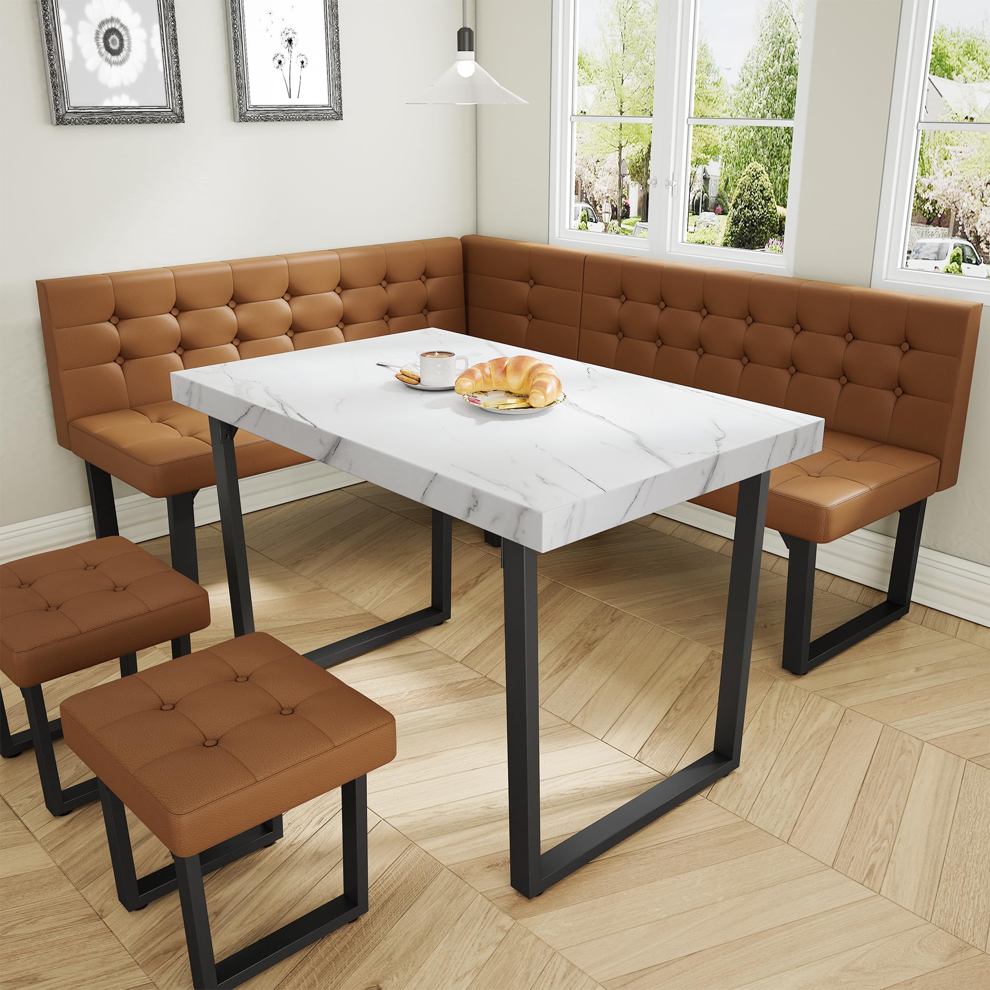 72 Inch Corner Dining Table Set with Storage Bench