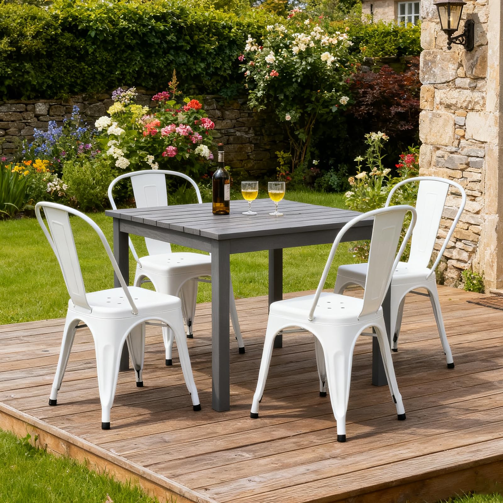 Metal Dining Chairs Set of 8 - Stackable Restaurant Chairs