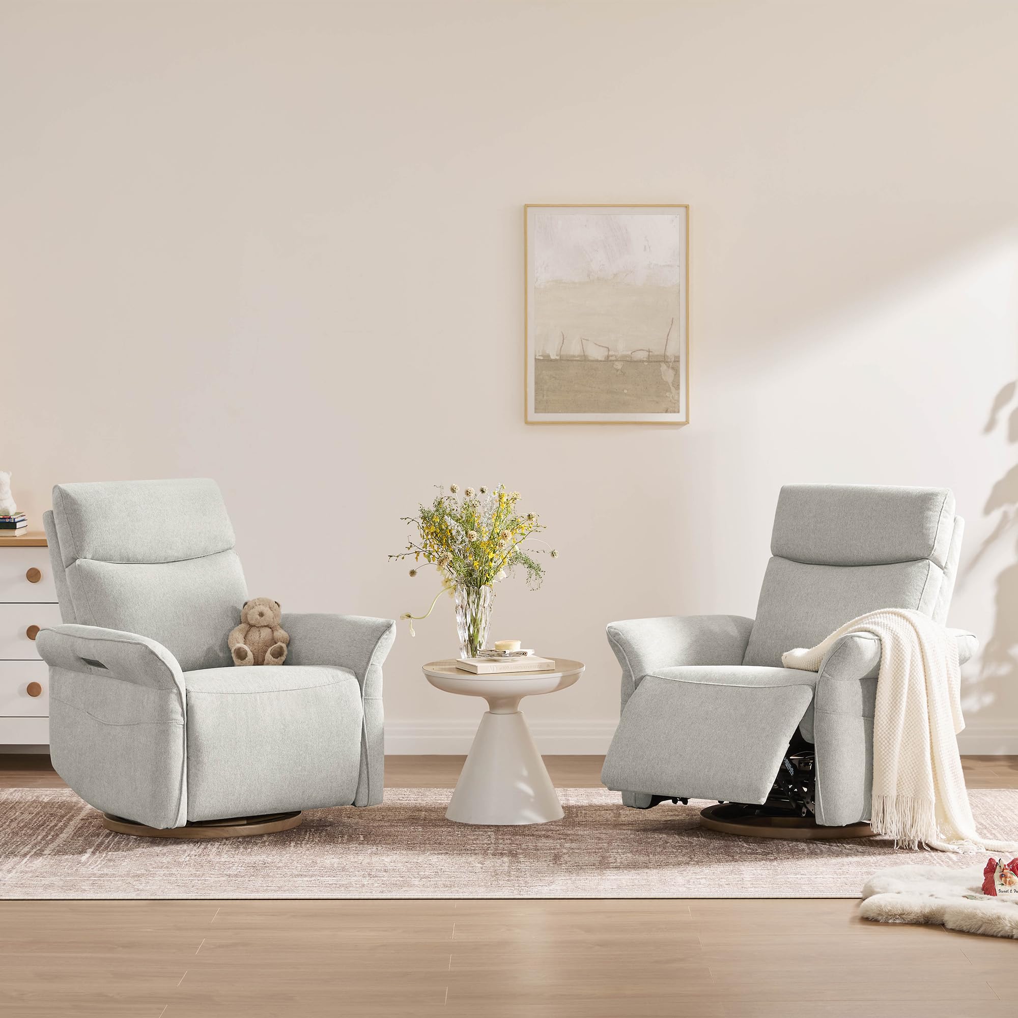 Triple-Motor Power Swivel Nursery Glider Recliner