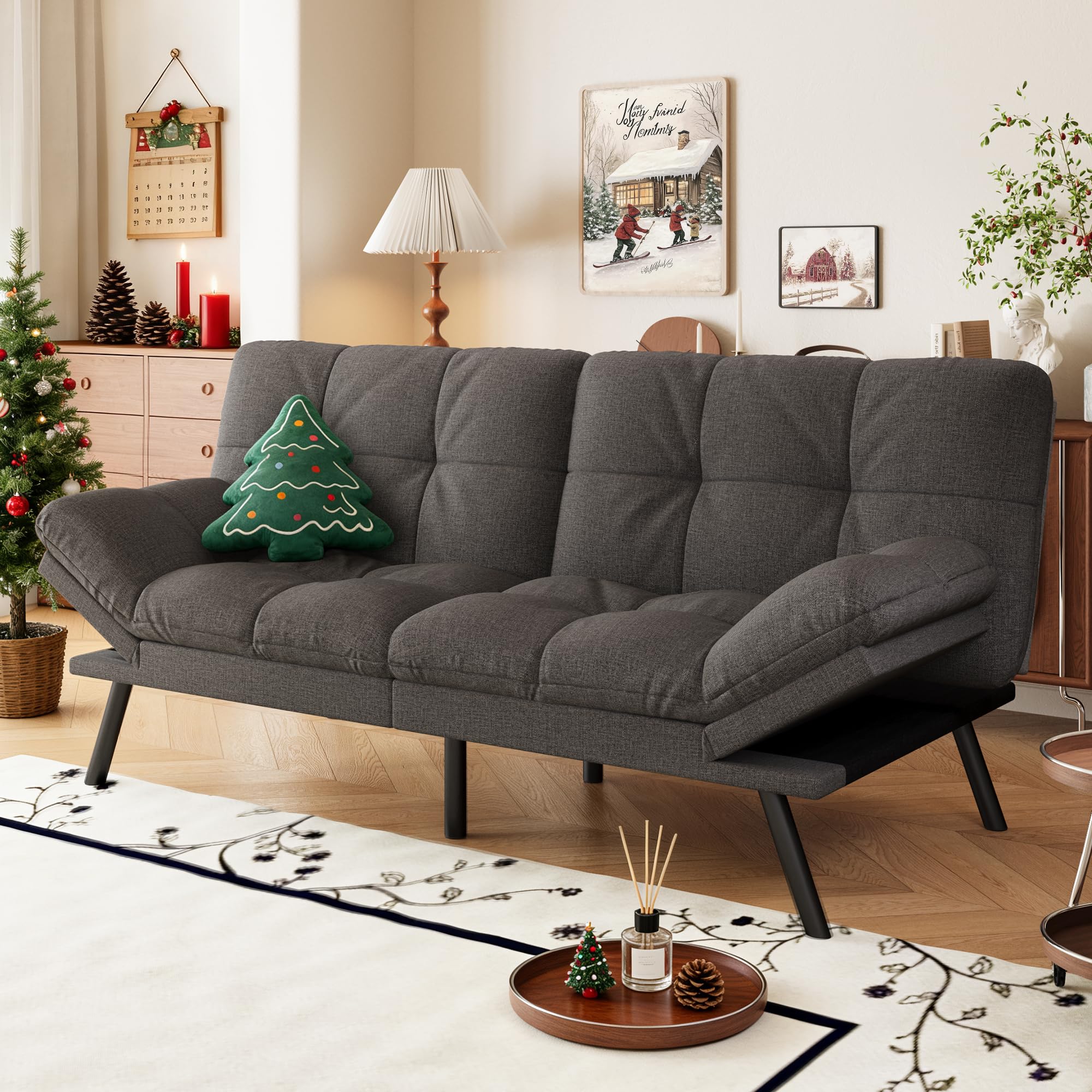 Convertible Futon Sofa Bed with Memory Foam