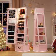 Swivel Jewelry Organizer with Full Length Mirror and Lights