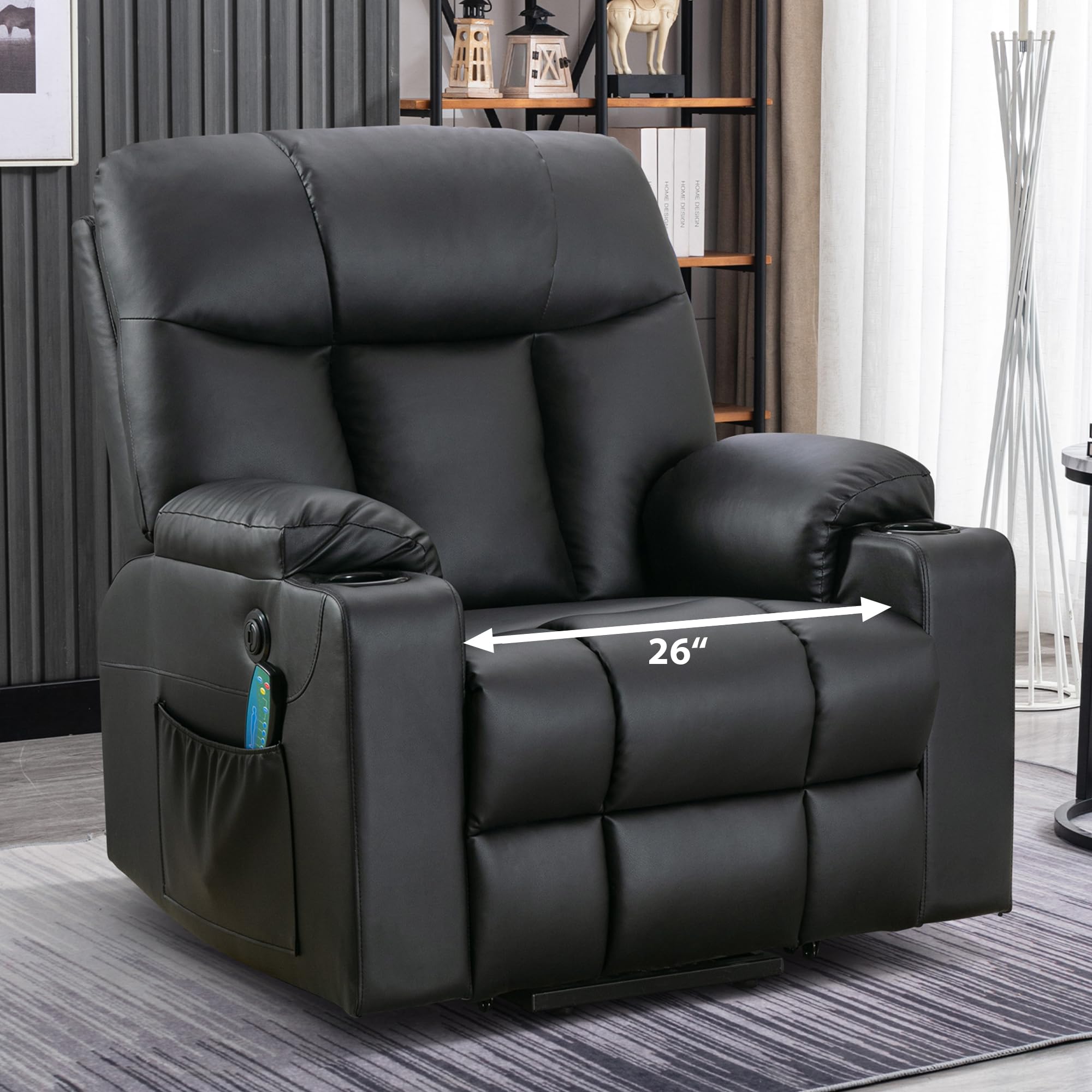 26" Extra Wide Power Lift Recliner with Heat and Massage