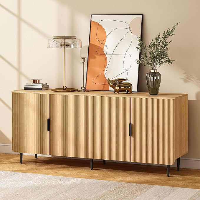 Fluted Sideboard Buffet Cabinet with Storage