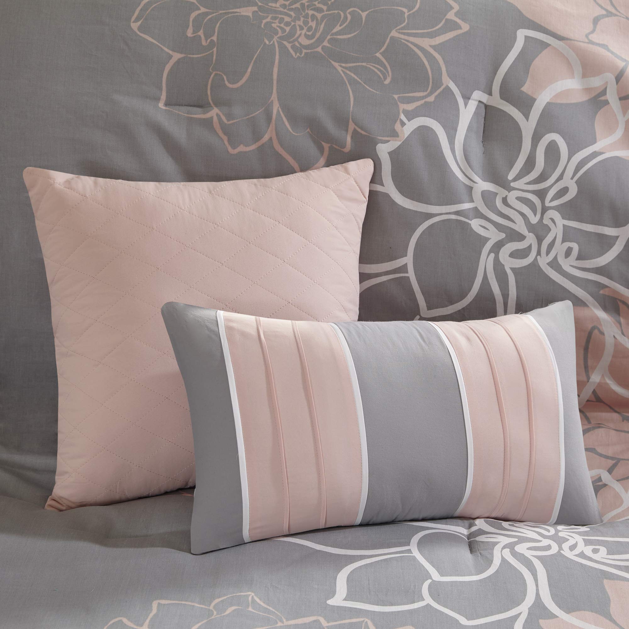 Queen Floral Comforter Set 7 Piece