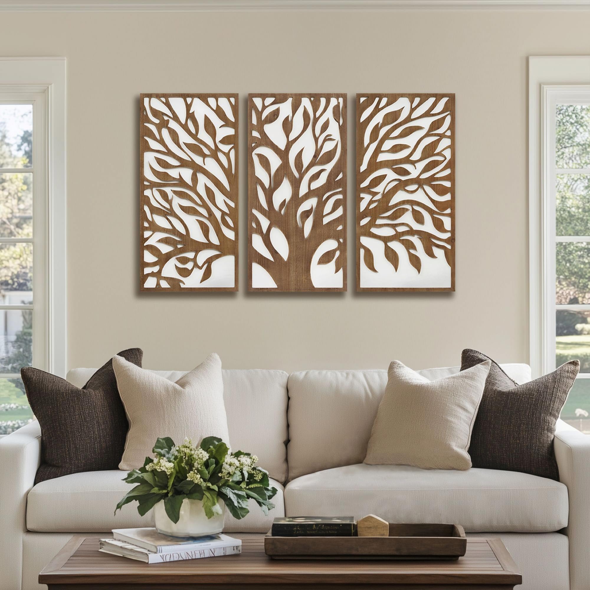 Birch Botanical Wall Décor 3-Piece Wood Panel Set