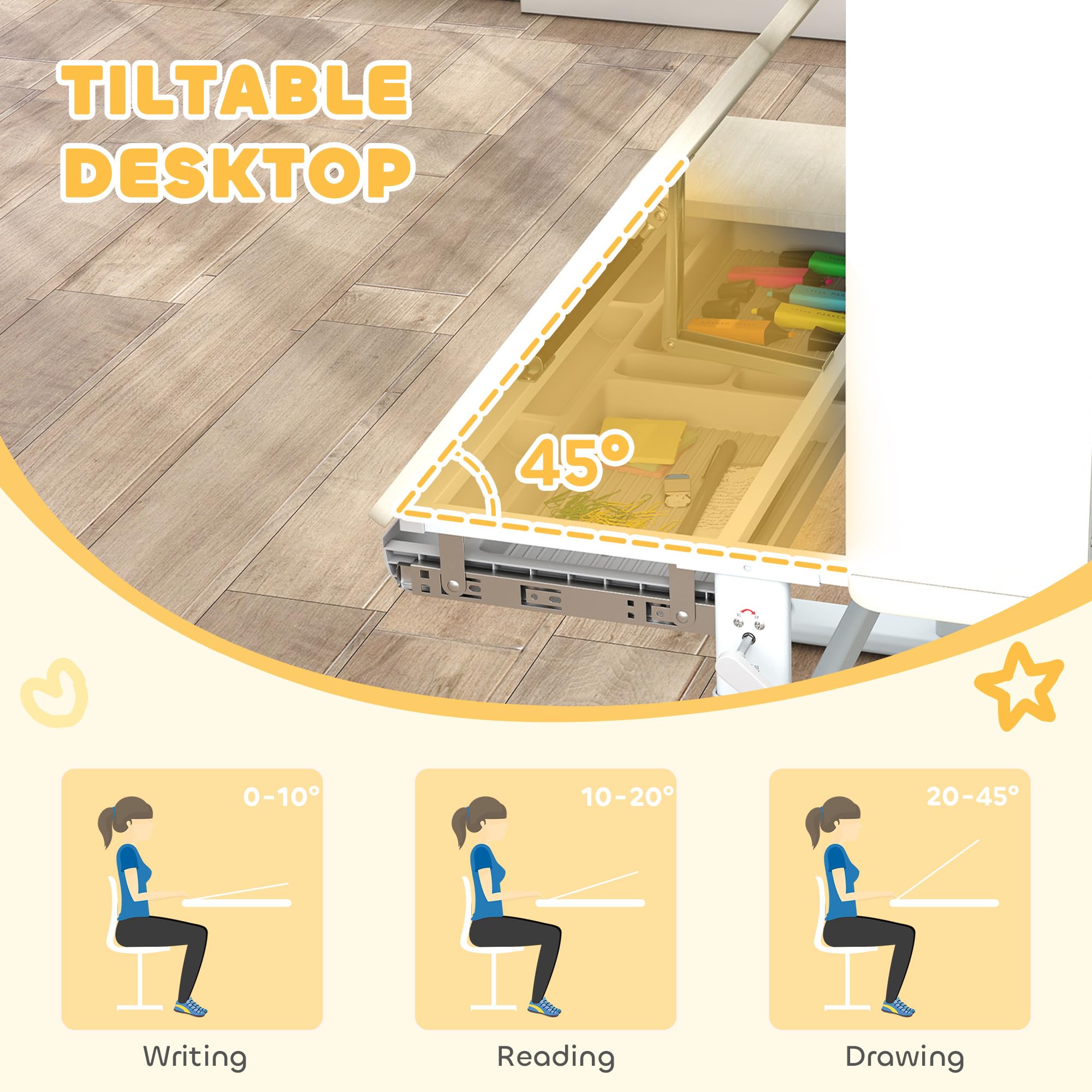 Adjustable Kids Desk and Chair Set
