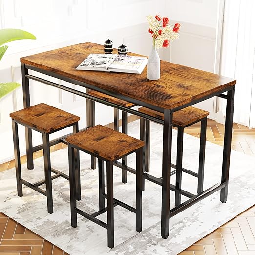 5-Piece Counter Height Dining Bar Table Set for 4