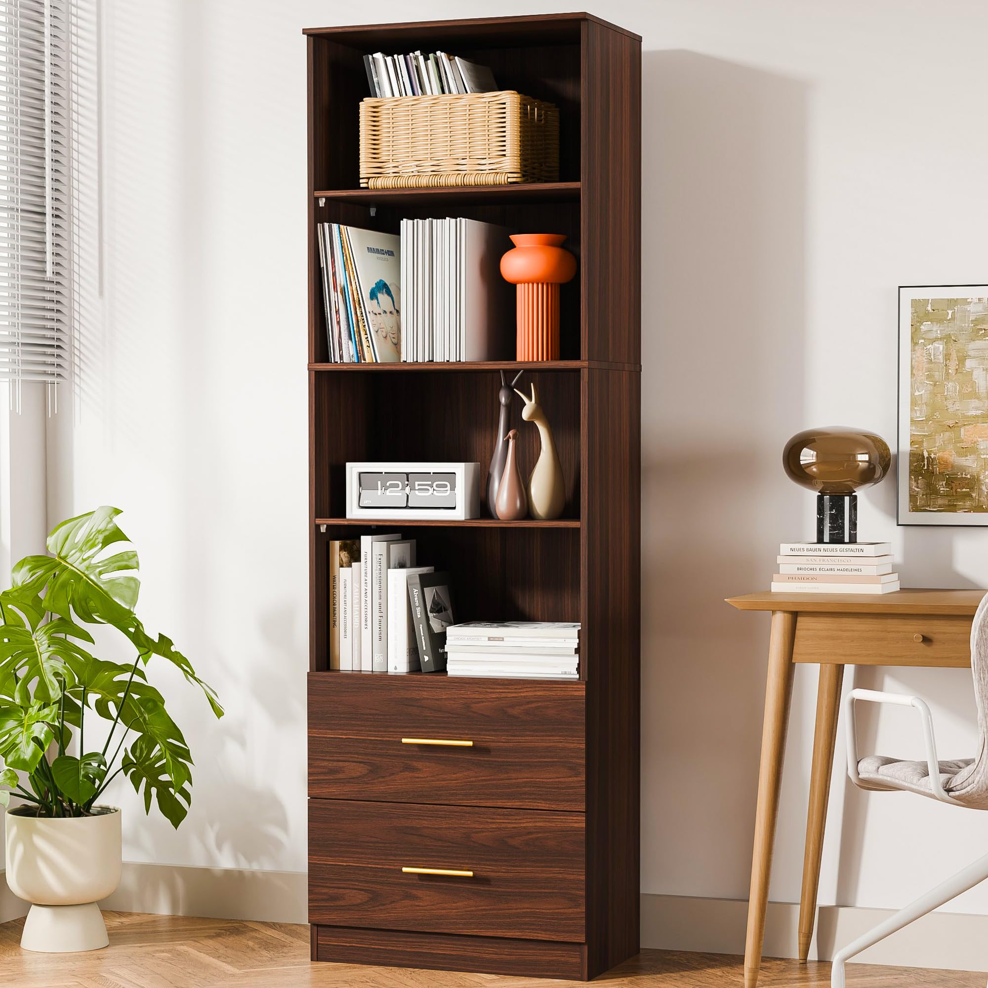 Tall Bookcase with Drawers