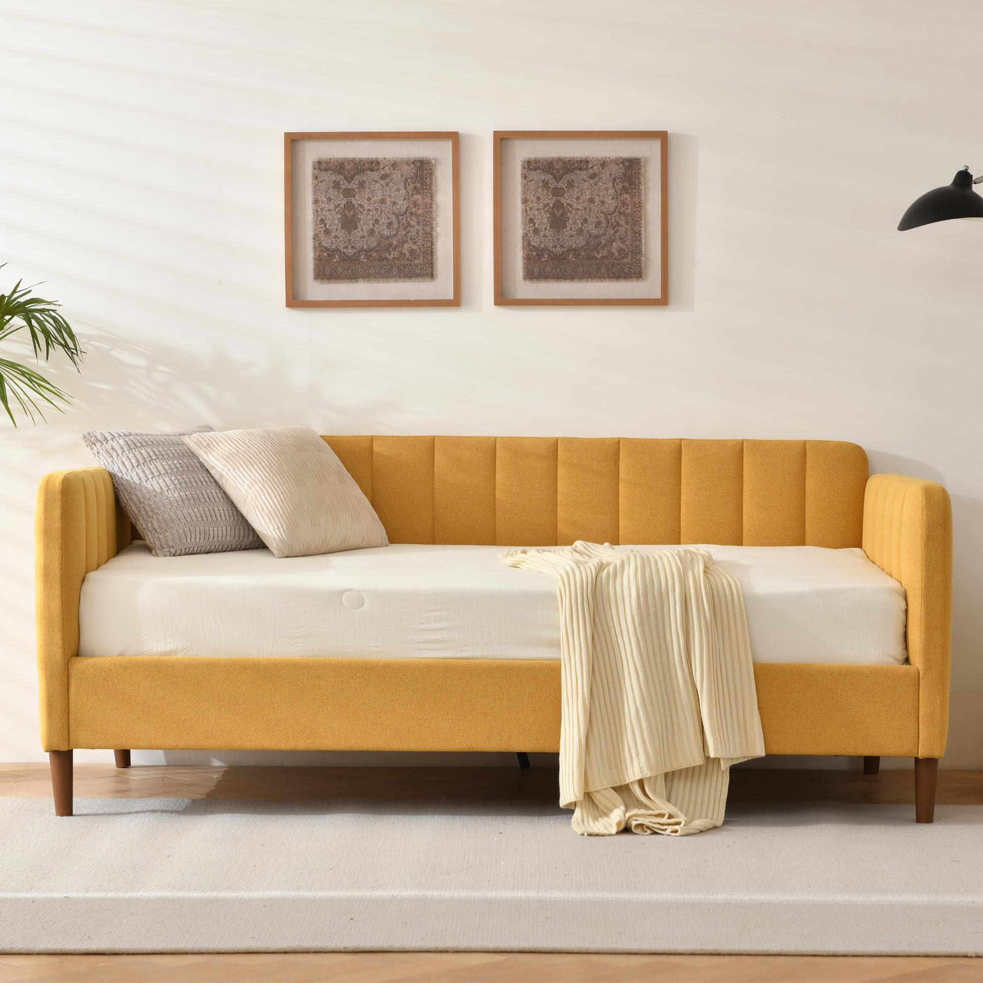 Twin Size Upholstered Daybed with Adjustable Backrest