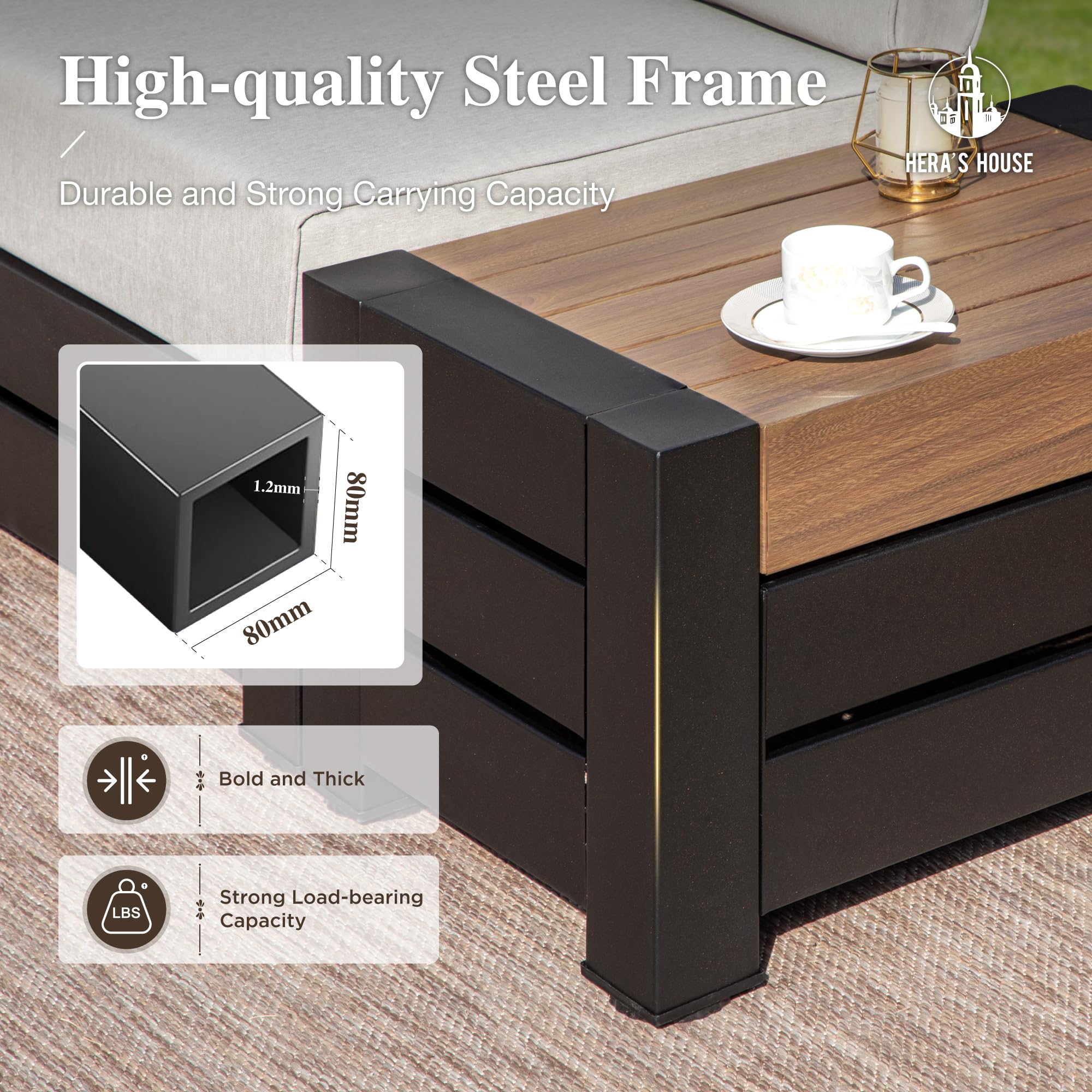 Metal Patio Furniture Set 6-Piece Outdoor Sectional Sofa