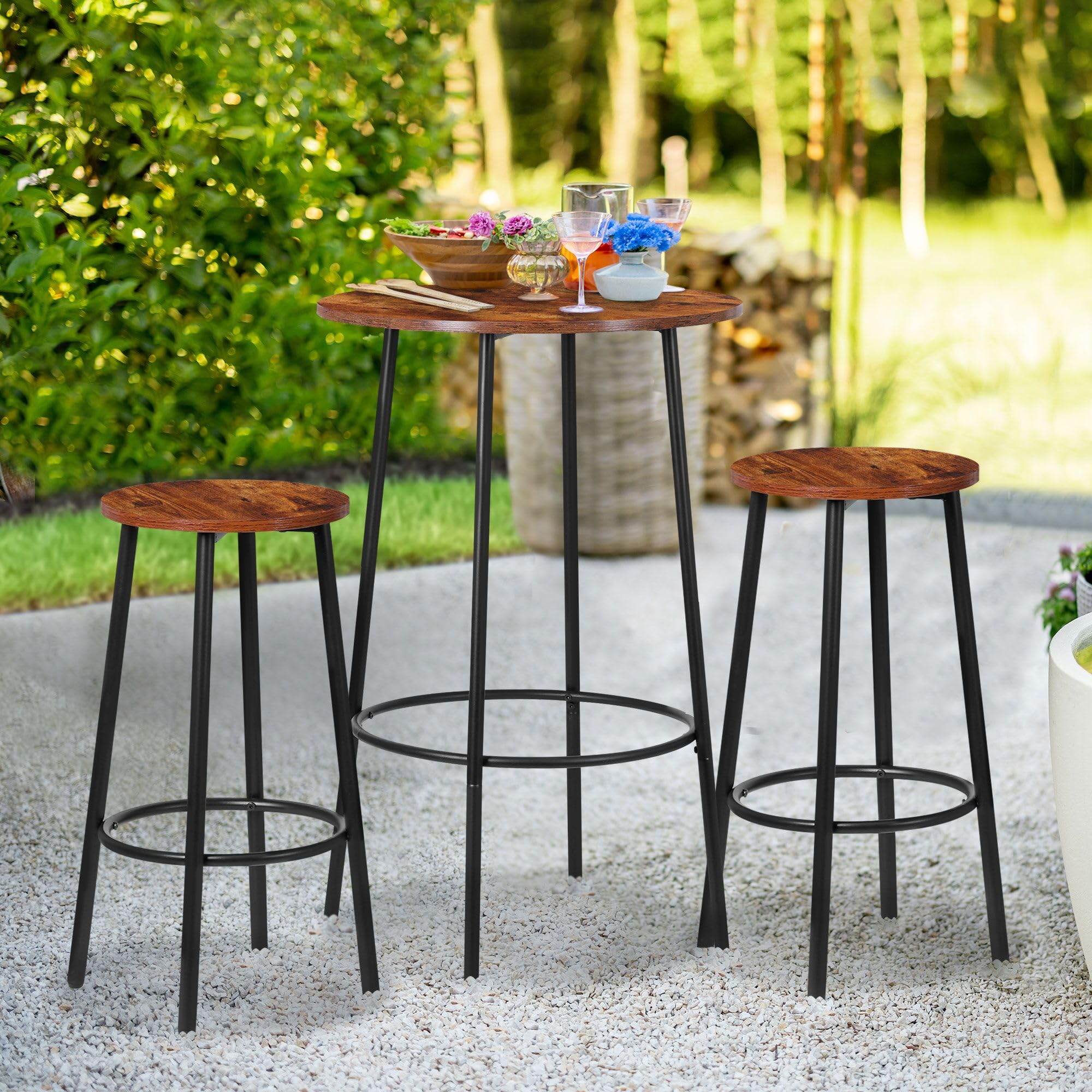 Round Pub Dining Set 3 Piece with Counter Height Bar Stools