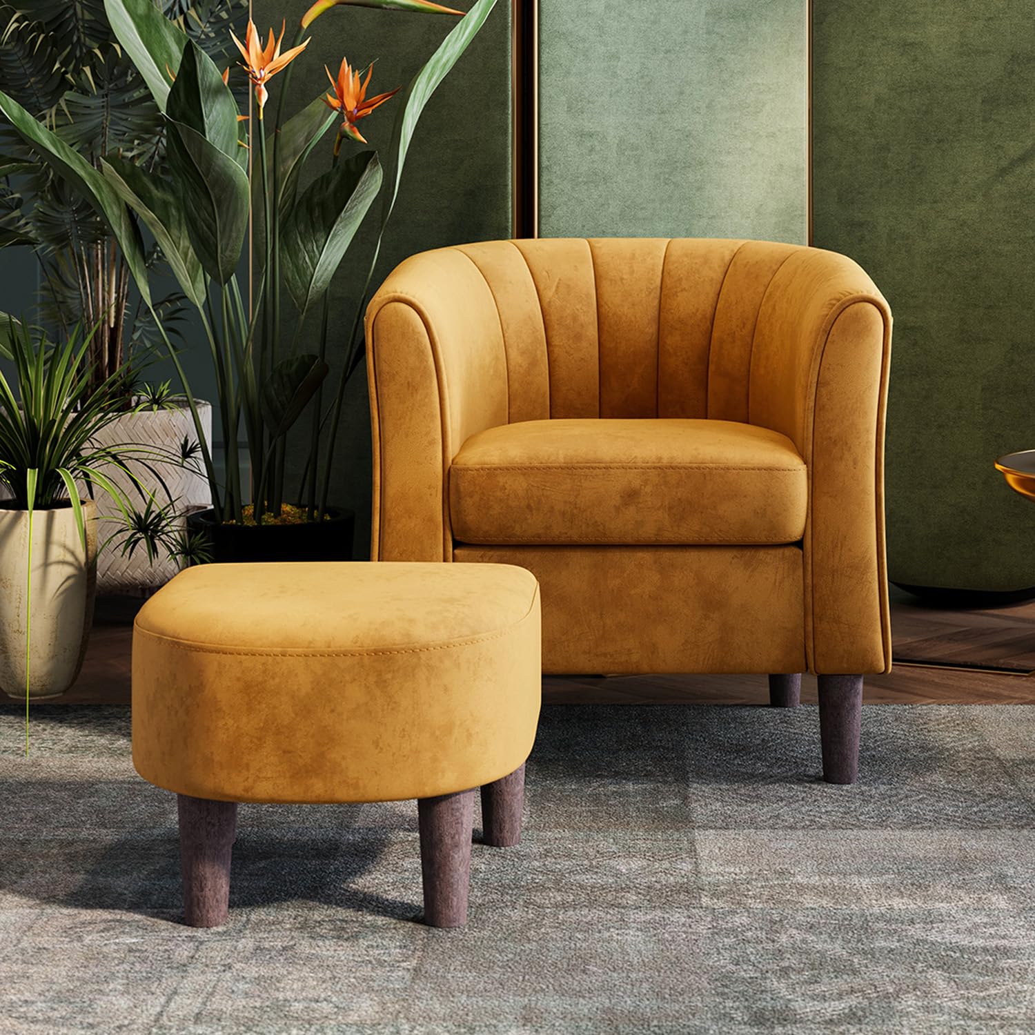Blossom Barrel Accent Chair with Ottoman