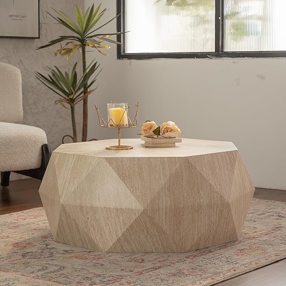 38" Modern Farmhouse Drum Coffee Table