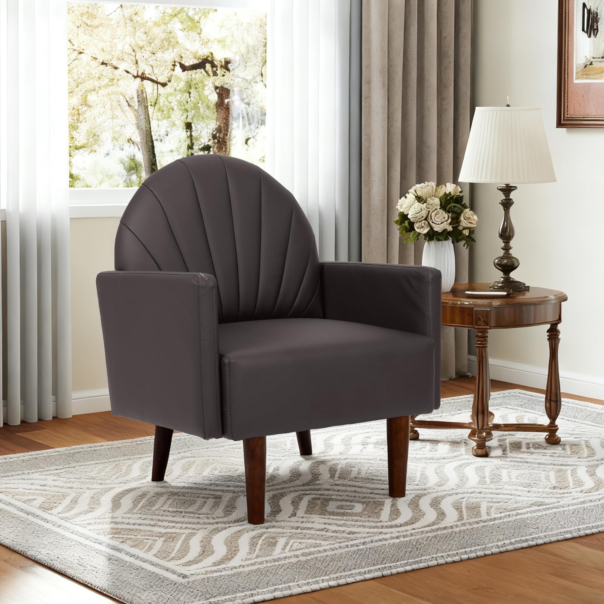 Shell Back Accent Chair with High Resilience Foam Cushion