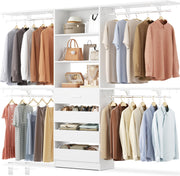 Closet System with Drawers and Hanging Rods