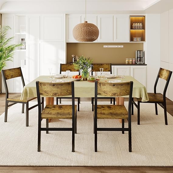 Dining Chairs Set of 6 with Ergonomic Backrest