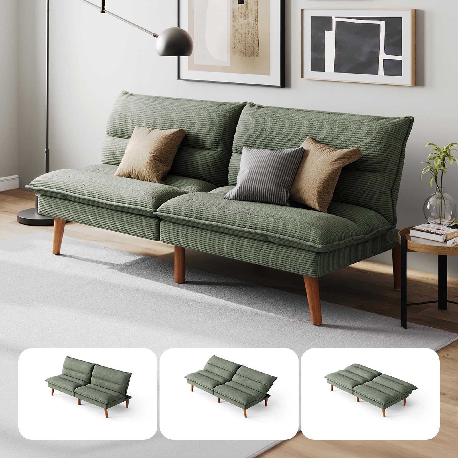 Convertible Corduroy Futon Sofa Bed