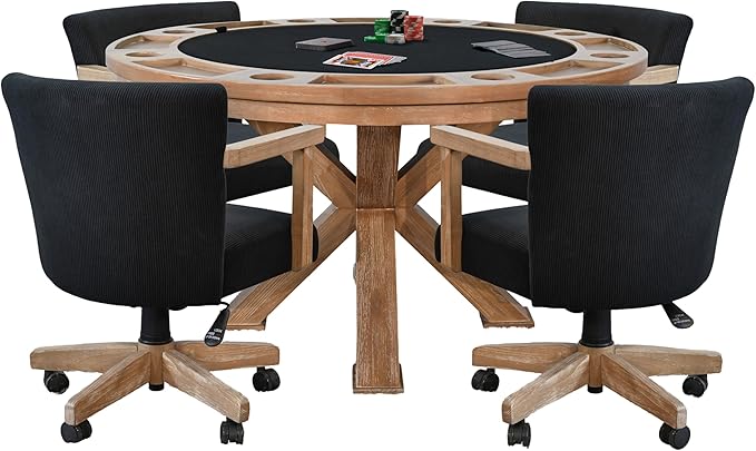 Chic Poker Game & Dining 2-in-1 Table Oak Grove Finish