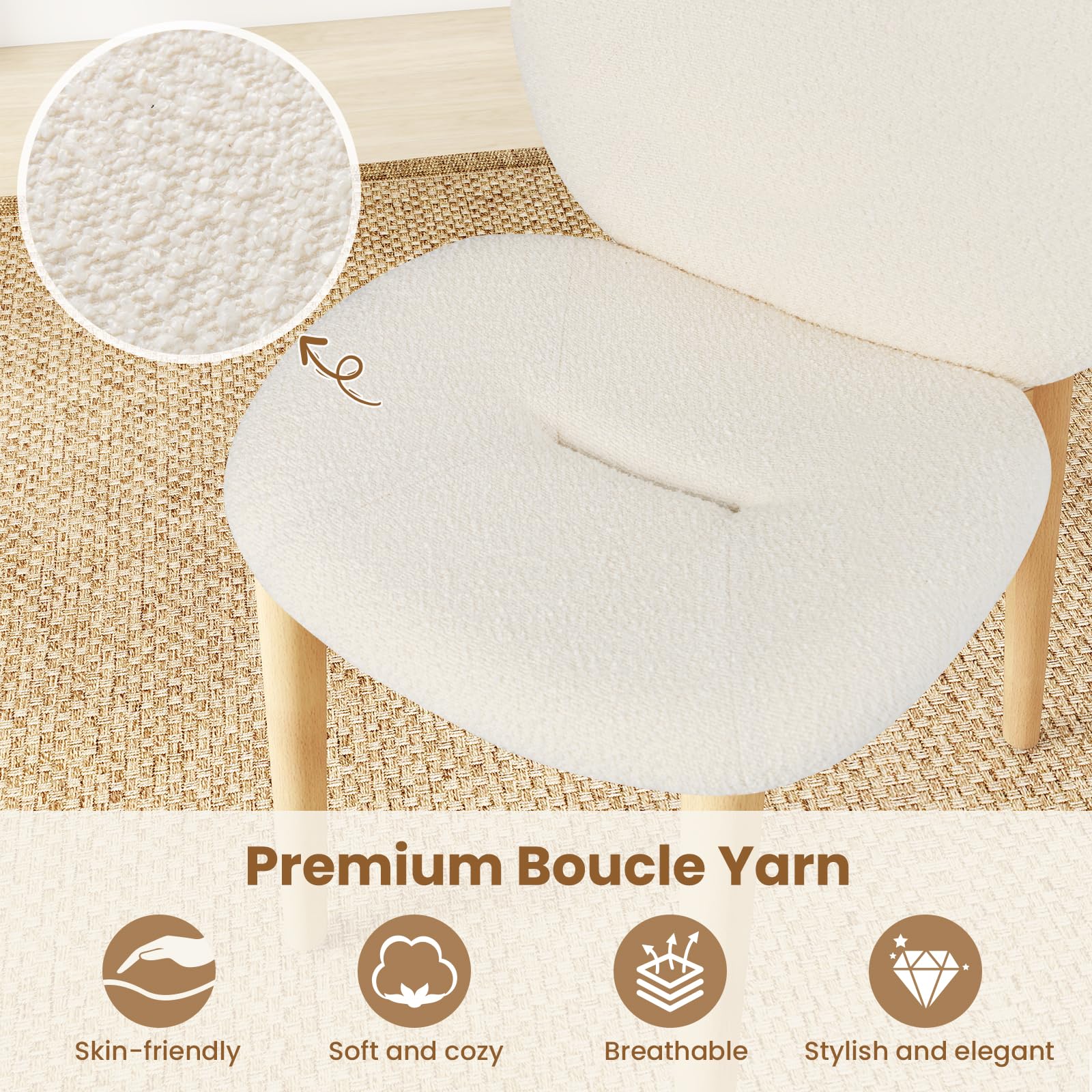 Modern Boucle Dining Chairs Set of 4