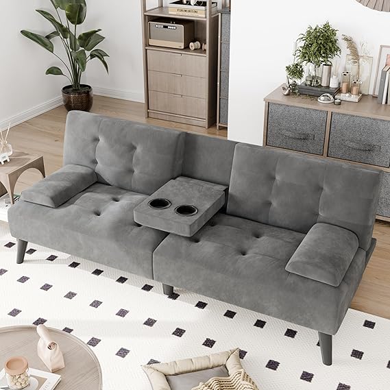Convertible Futon Sofa Bed with Adjustable Recliner