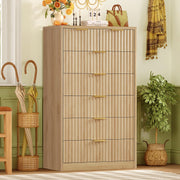 Fluted Dresser with 7 Drawers - 48" Tall Modern Chest of Drawers