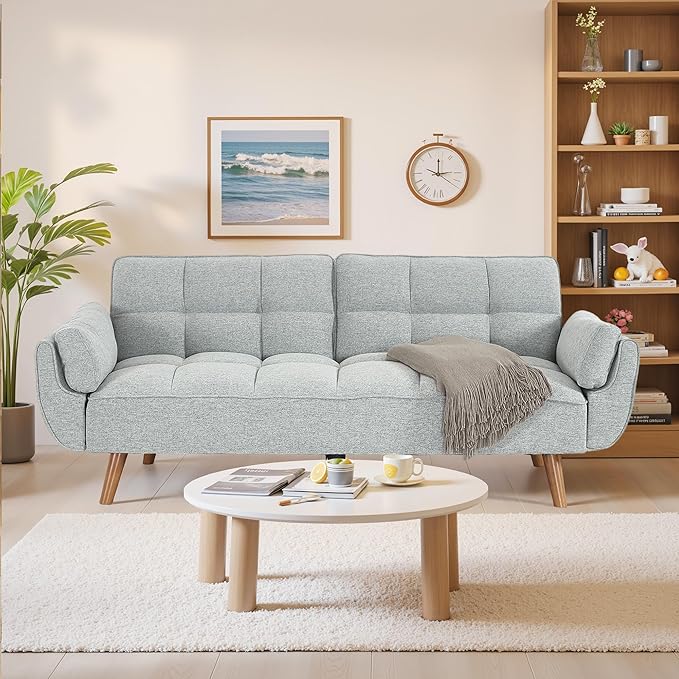 Convertible Futon Sofa Bed with Adjustable Backrest